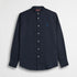 Camicia 100% lino con collo alla coreana - Navy Blue