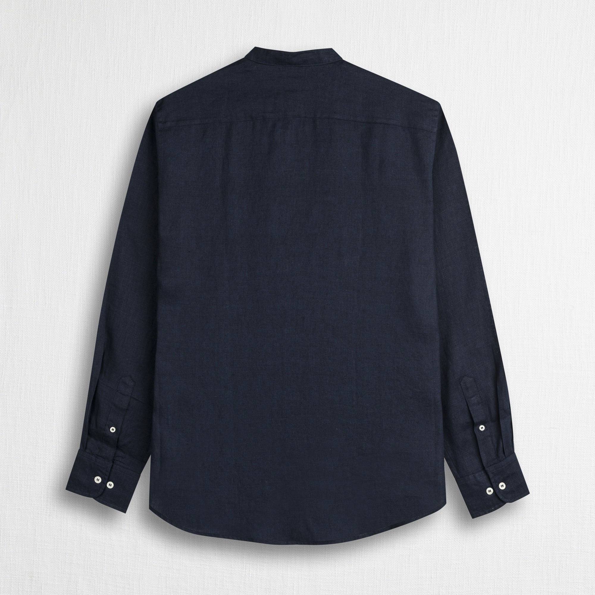 Camicia 100% lino con collo alla coreana - Navy Blue