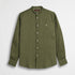 Camicia 100% lino con collo alla coreana - Dark Olive