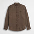 Camicia 100% lino con collo alla coreana - Milk Chocolate