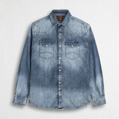 Camicia western in denim - Light Blue Denim