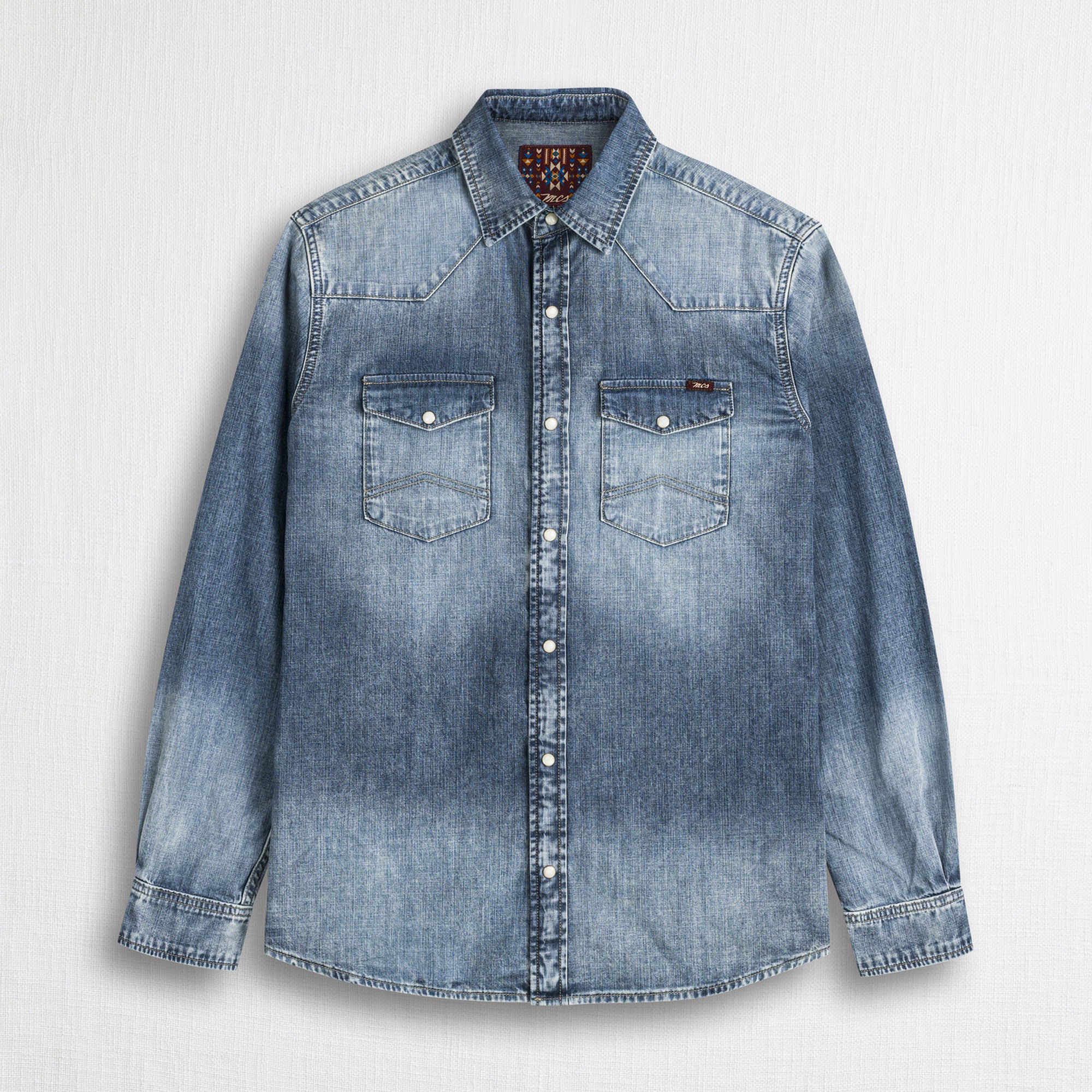 Camicia western in denim - Light Blue Denim