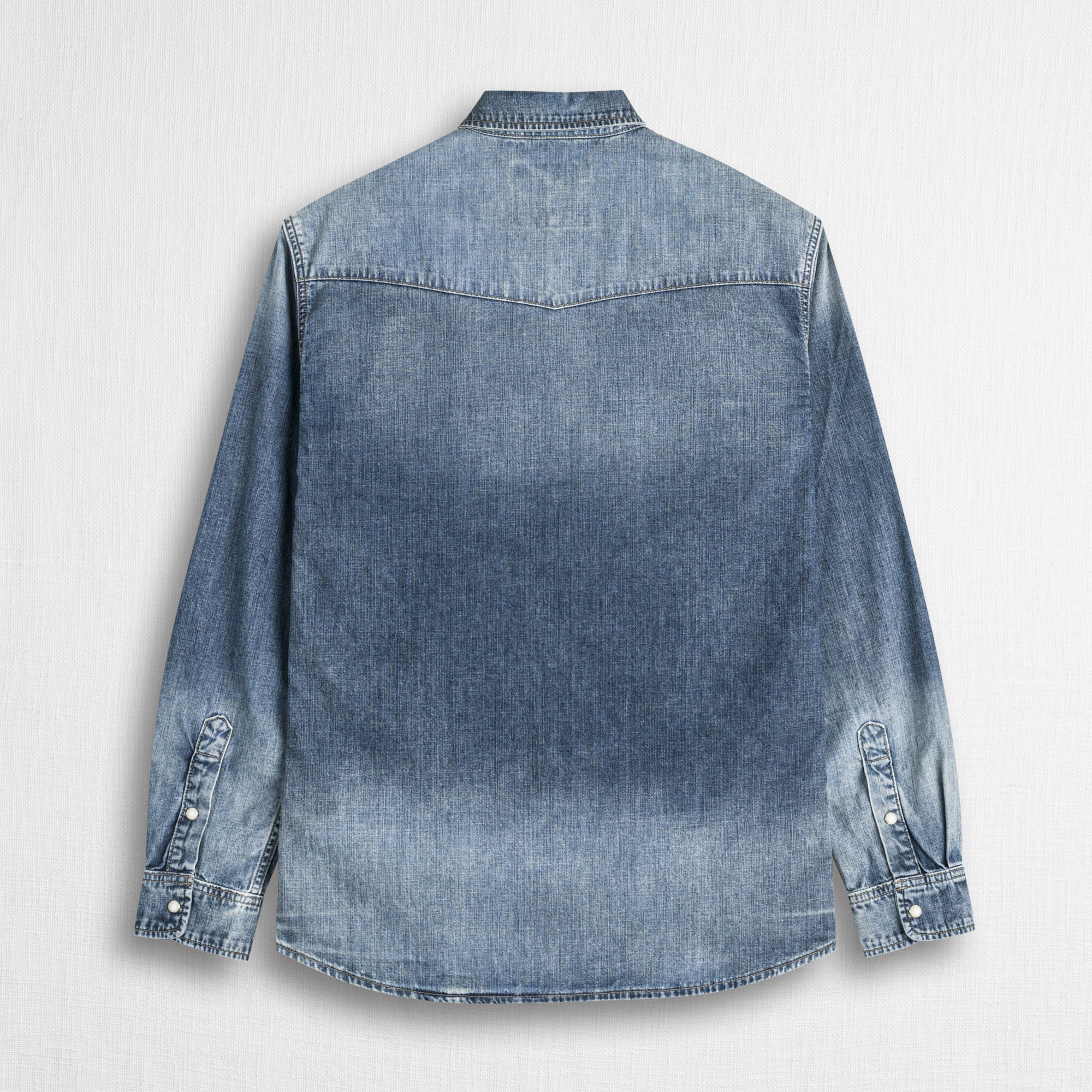 Camicia western in denim - Light Blue Denim