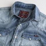 Camicia western in denim - Light Blue Denim