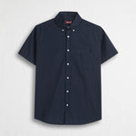 Camicia 100% cotone popeline manica corta - Navy Blue