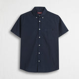 Camicia 100% cotone popeline manica corta - Navy Blue