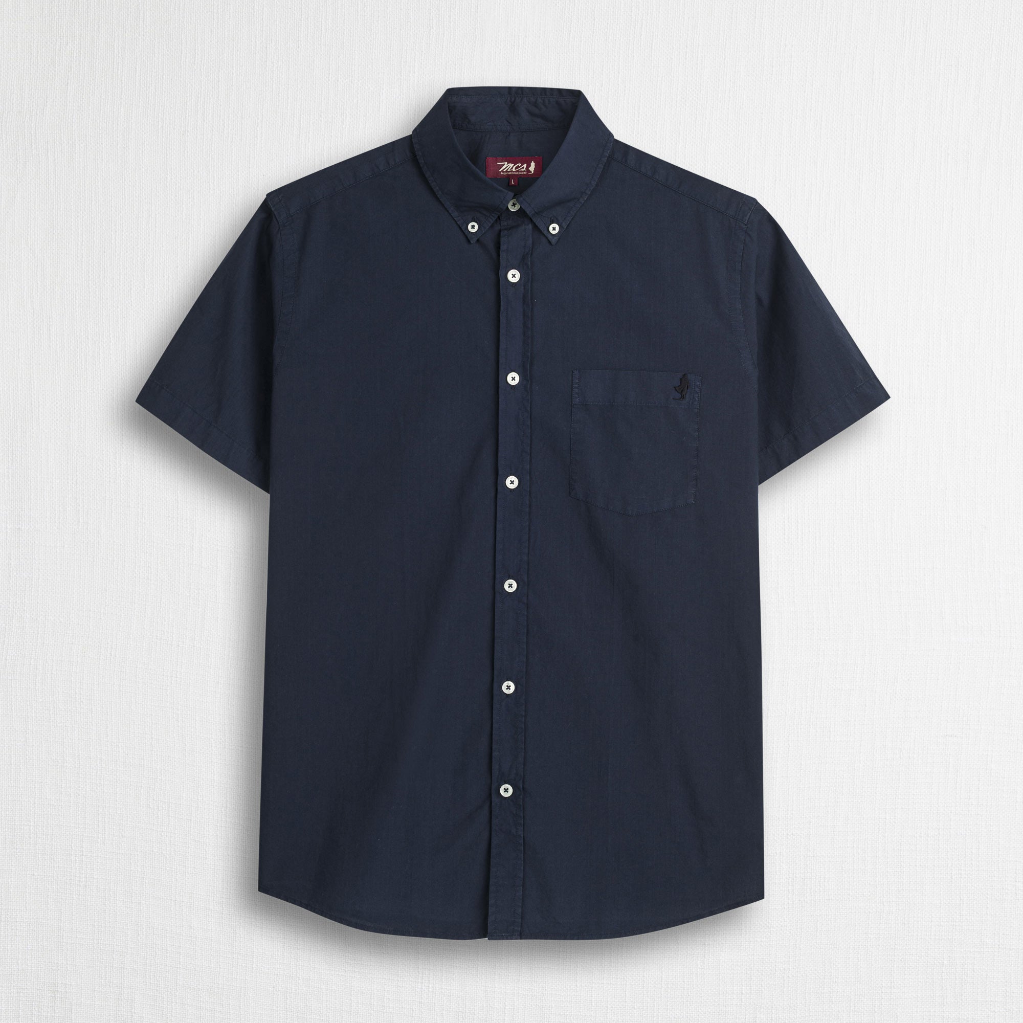 Camicia 100% cotone popeline manica corta - Navy Blue