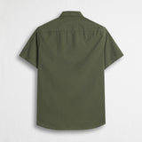 Camicia 100% cotone popeline manica corta - Dark Olive