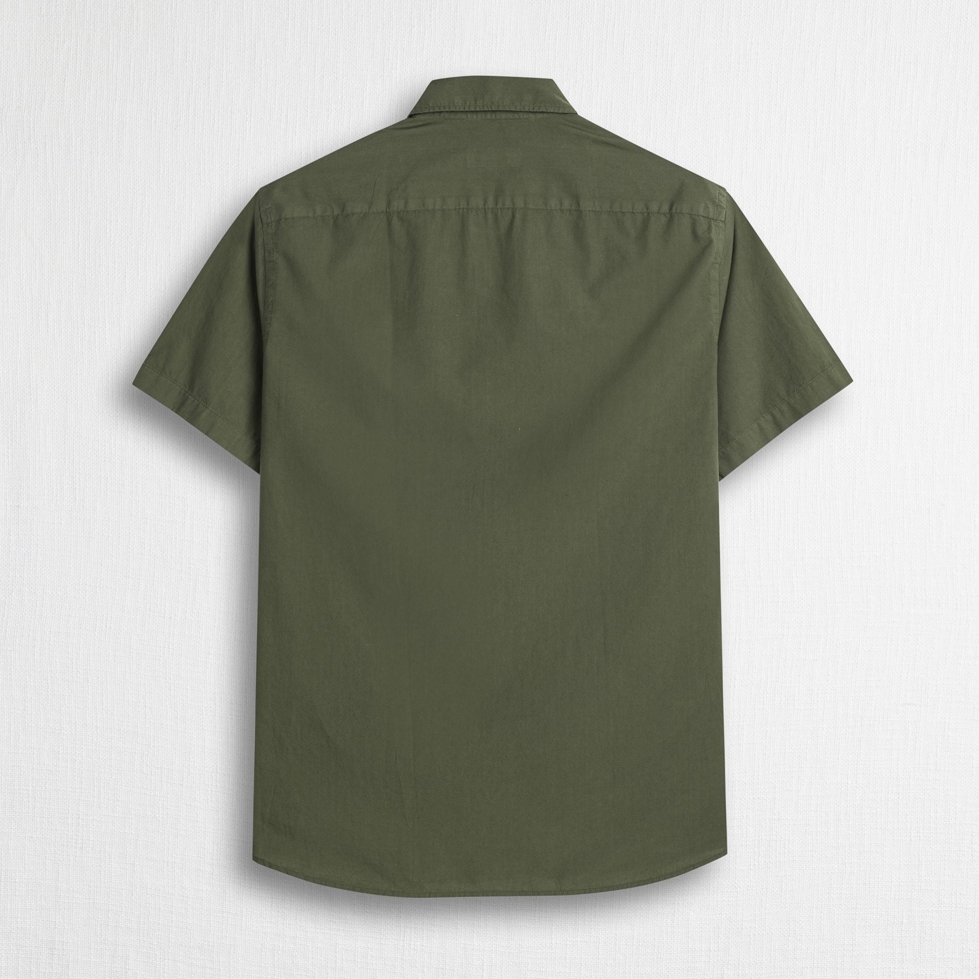 Camicia 100% cotone popeline manica corta - Dark Olive