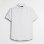 Camicia 100% lino manica corta - White