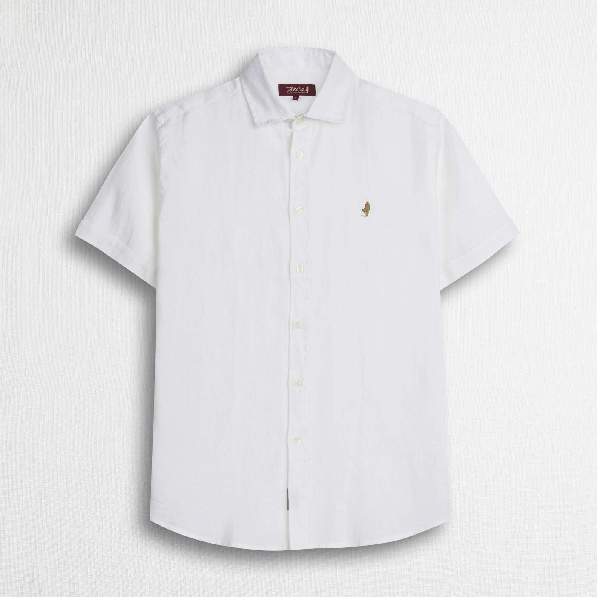 Camicia 100% lino manica corta - White