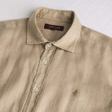 Camicia 100% lino manica corta - Khaky