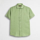 Camicia 100% lino manica corta - Light Green