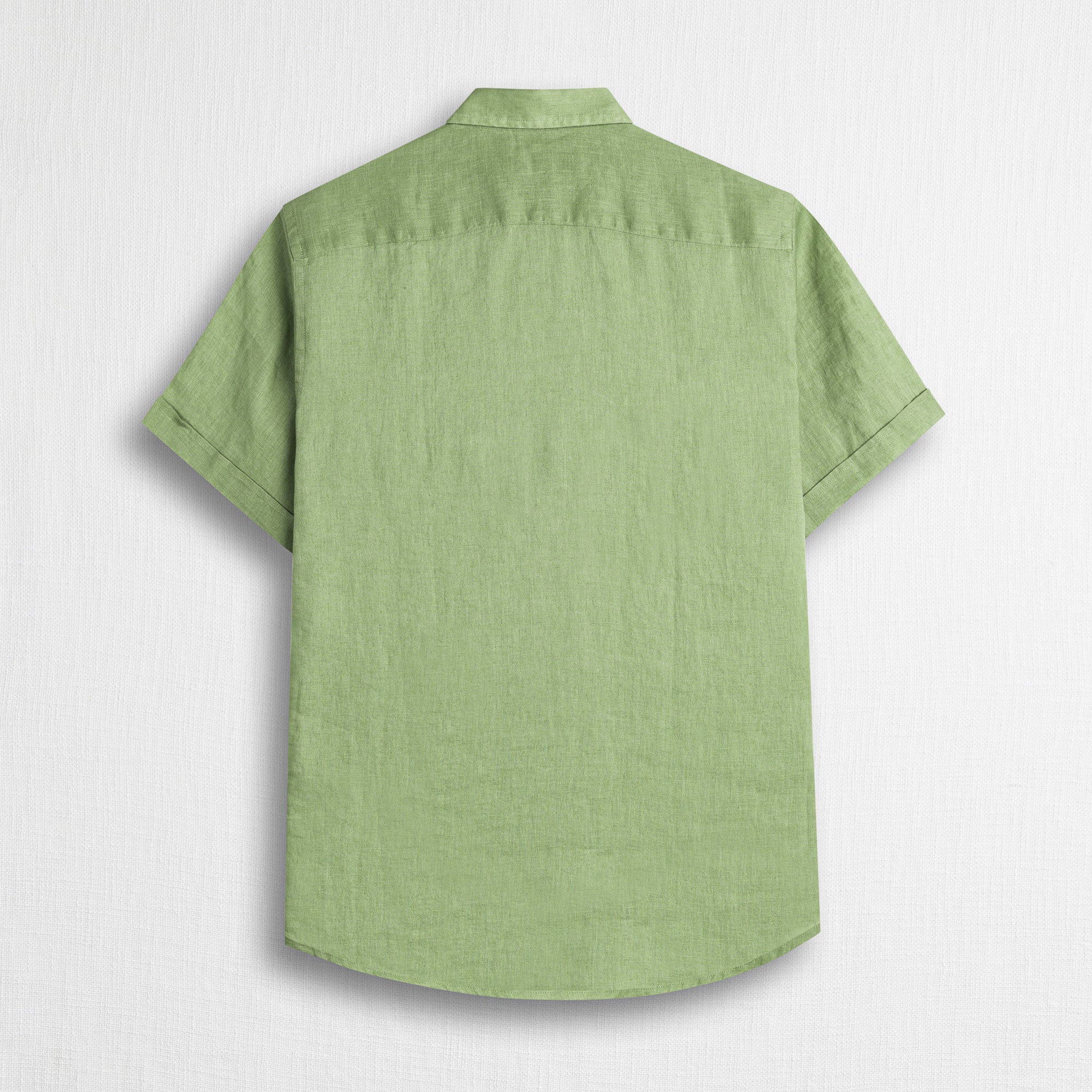 Camicia 100% lino manica corta - Light Green
