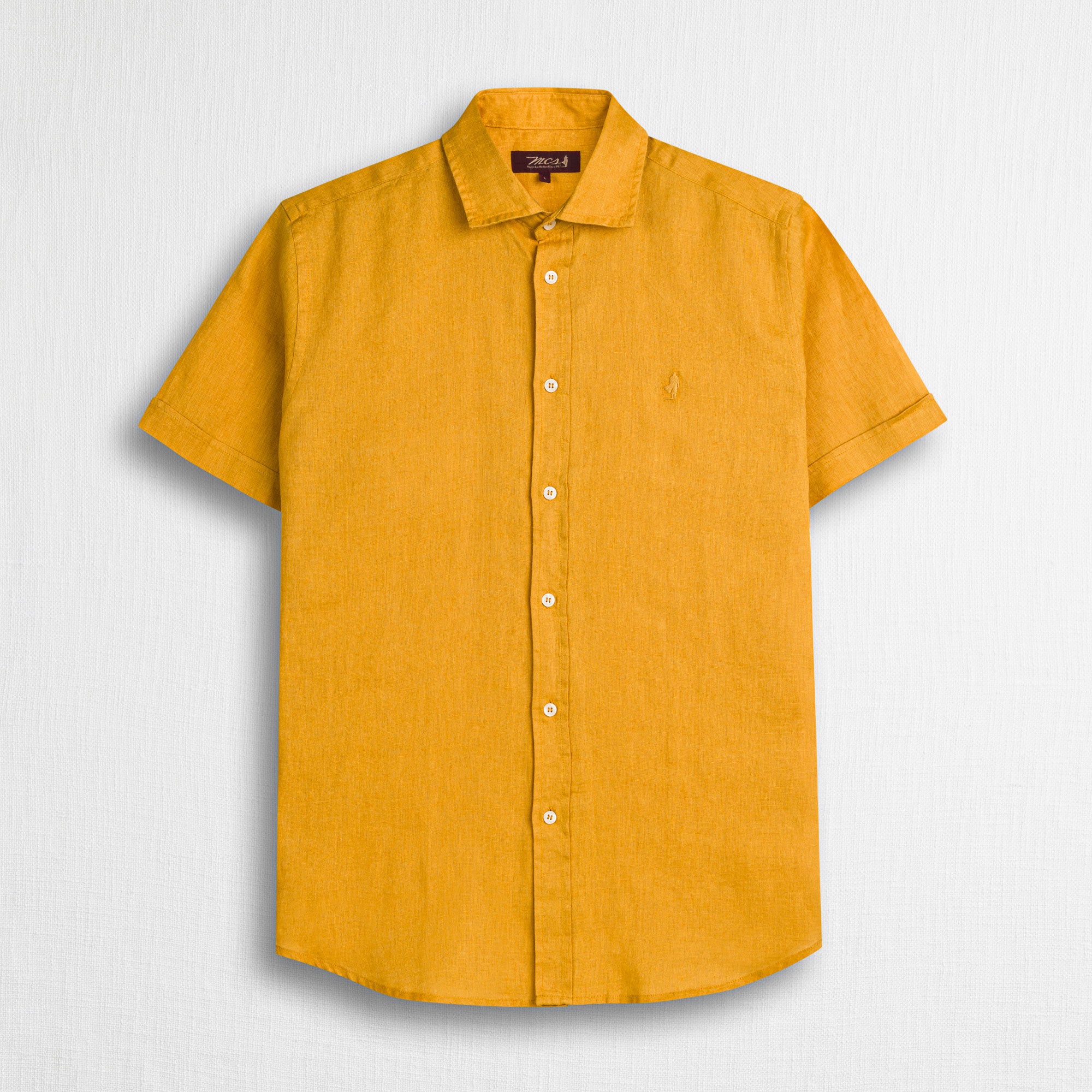 Camicia 100% lino manica corta - Gold Yellow