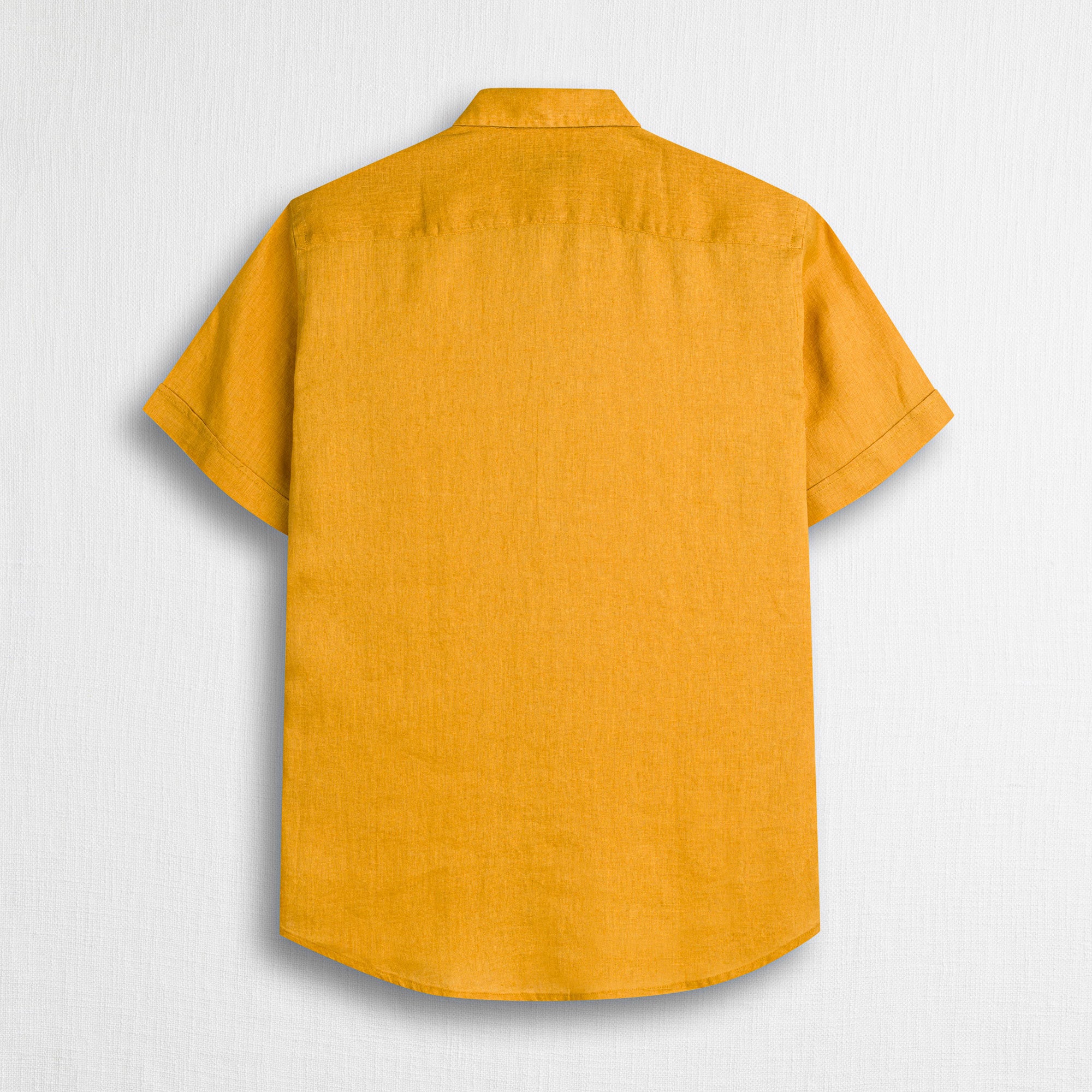 Camicia 100% lino manica corta - Gold Yellow