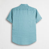 Camicia 100% lino manica corta - Sky Blue