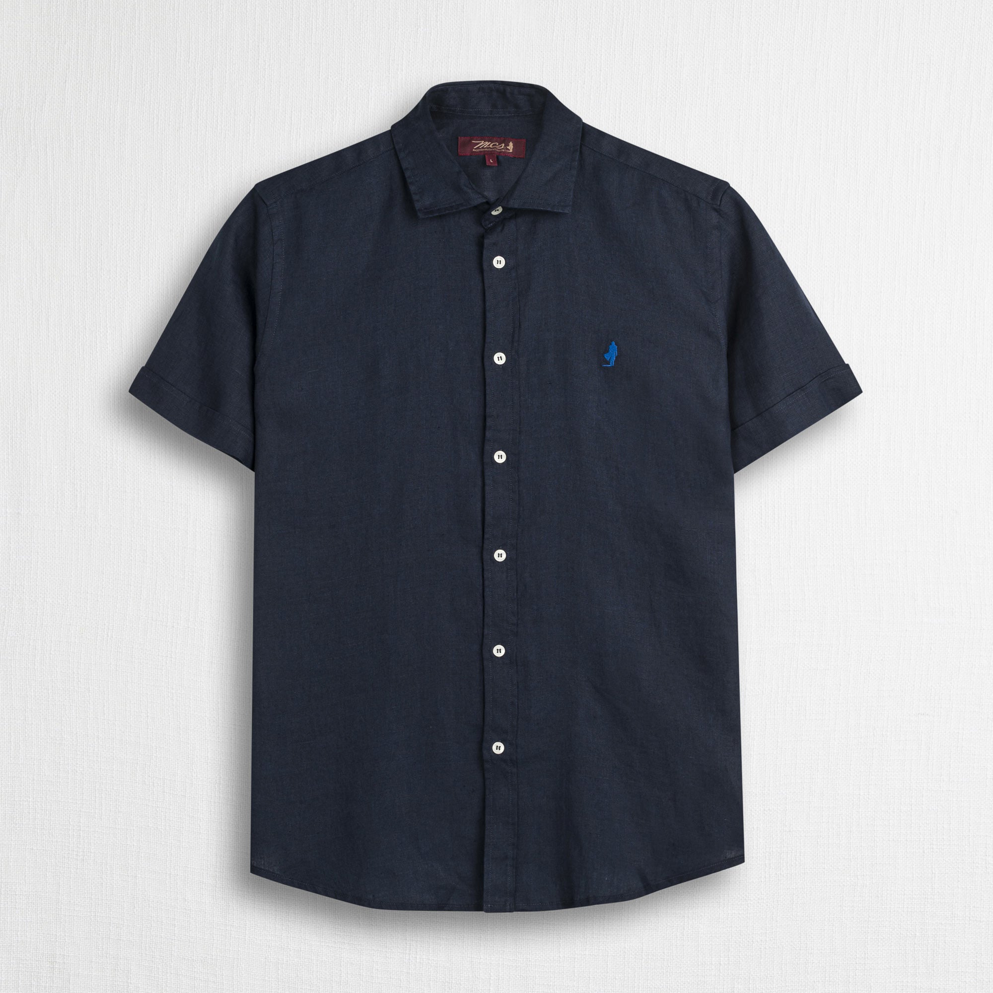 Camicia 100% lino manica corta - Navy Blue