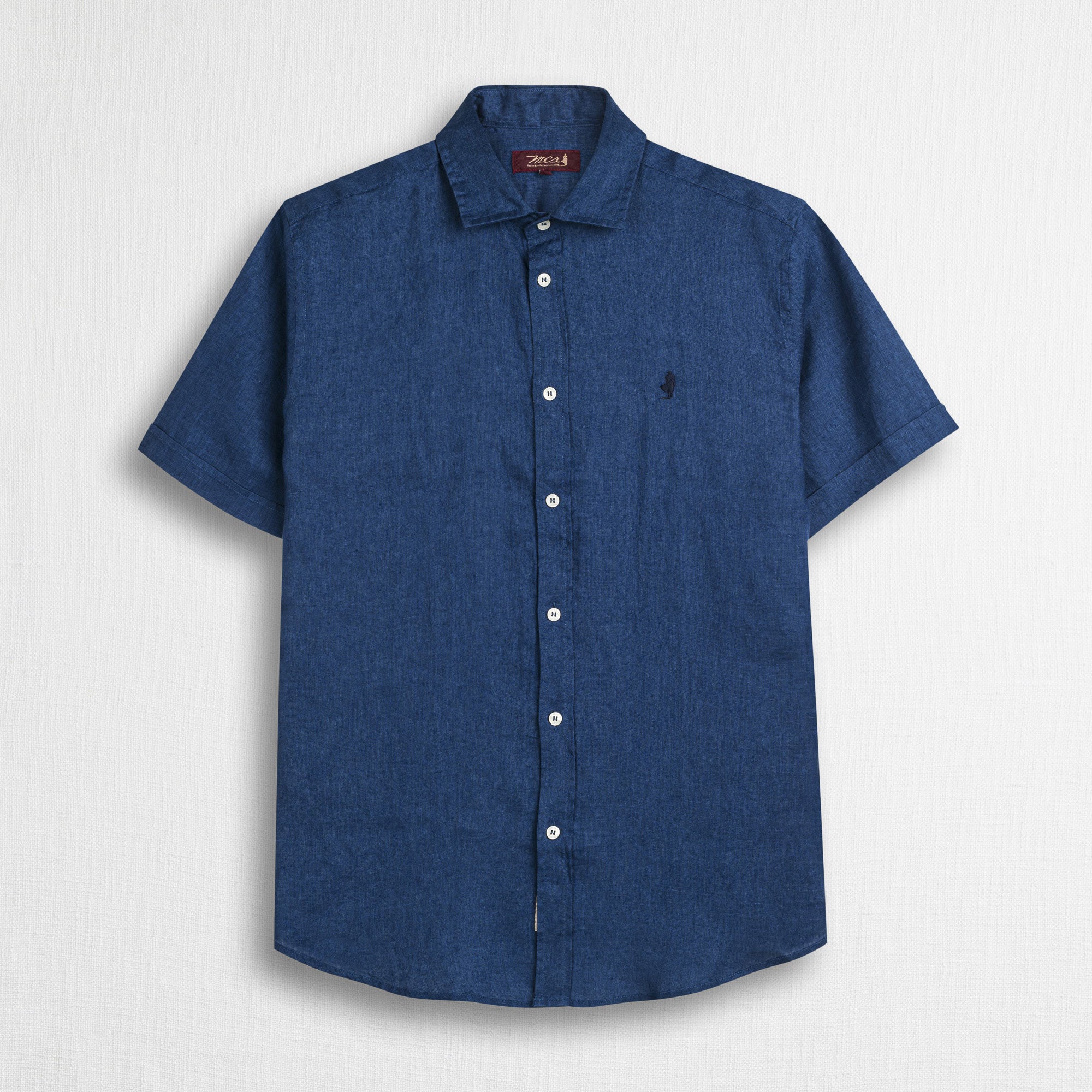 Camicia 100% lino manica corta - True Blue