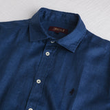 Camicia 100% lino manica corta - True Blue