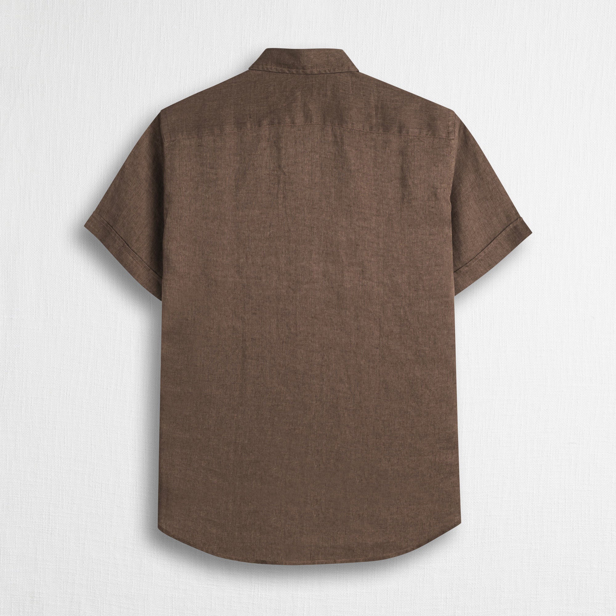 Camicia 100% lino manica corta - Milk Chocolate