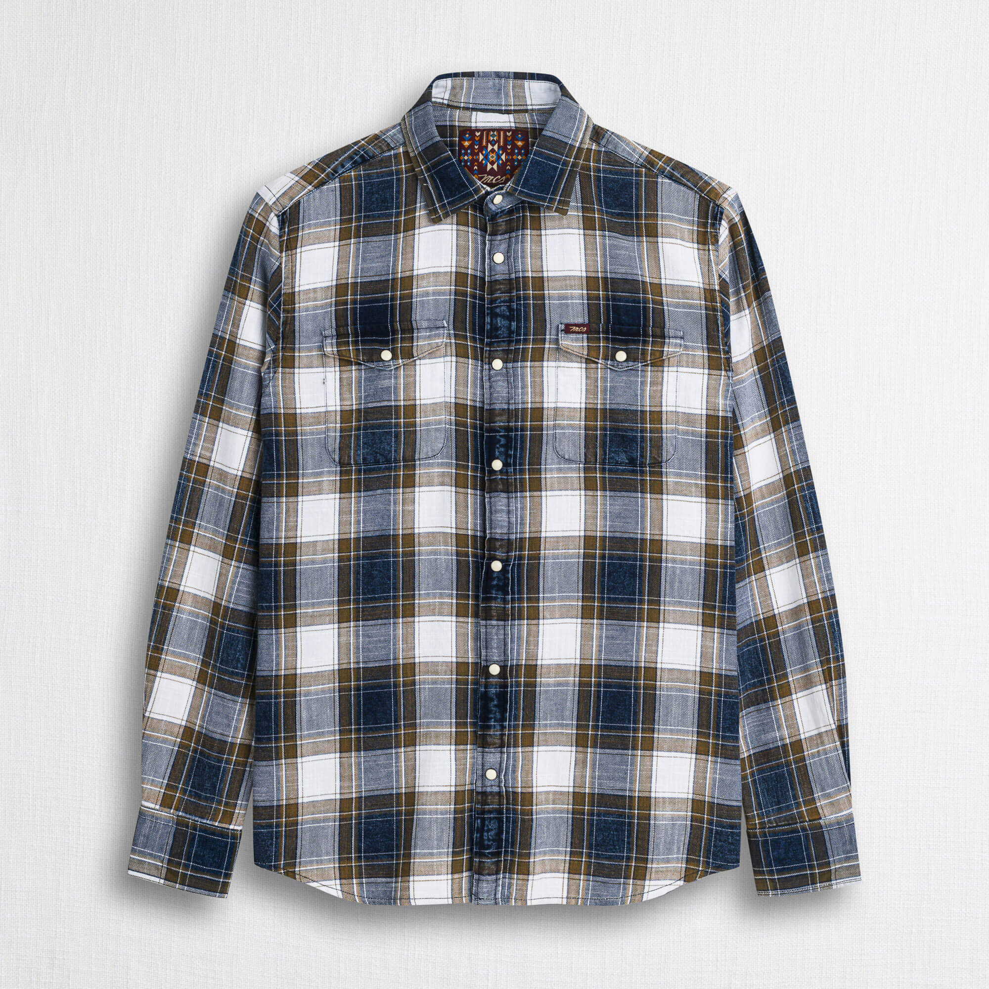 Camicia 100% cotone a quadri con taschini - Beige Check