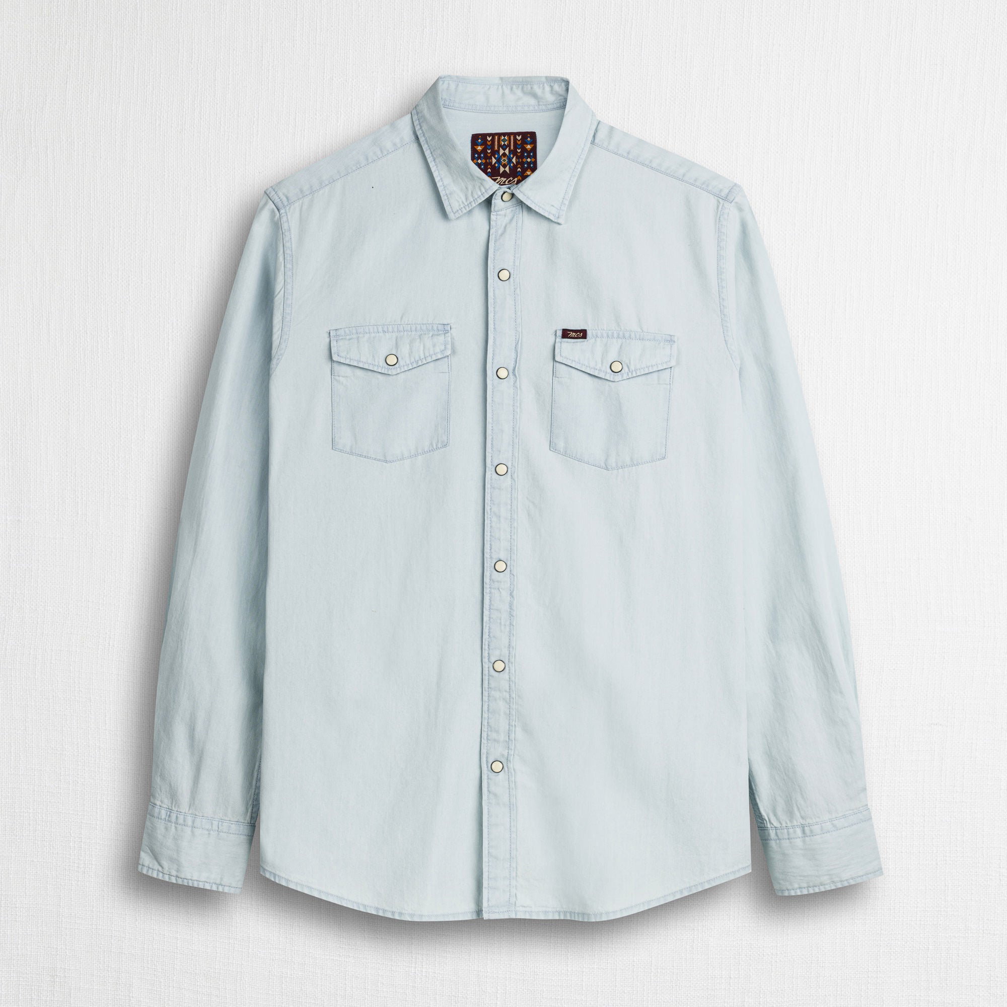 Camicia western in denim leggero - Bleached Denim