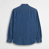 Western shirt in lightweight denim - Mid Blue Denim