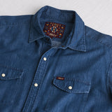 Western shirt in lightweight denim - Mid Blue Denim