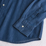 Western shirt in lightweight denim - Mid Blue Denim