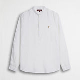 Camicia 100% lino serafino con collo coreana - White
