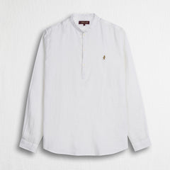 Camicia 100% lino serafino con collo coreana - White