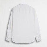100% linen serafino shirt with mandarin collar - White