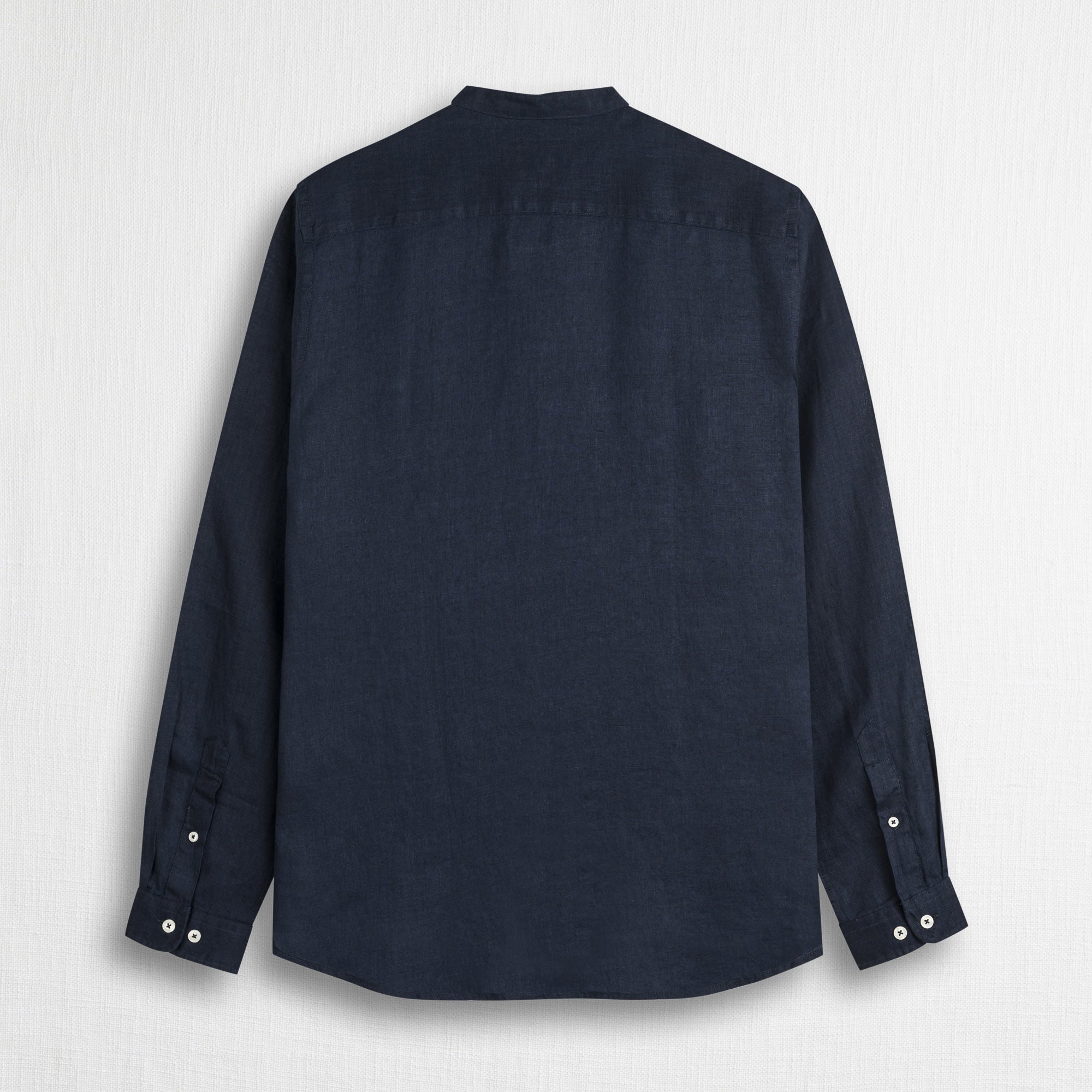 Camicia 100% lino serafino con collo coreana - Navy Blue