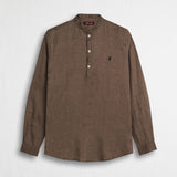 Camicia 100% lino serafino con collo coreana - Milk Chocolate