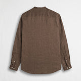 Camicia 100% lino serafino con collo coreana - Milk Chocolate