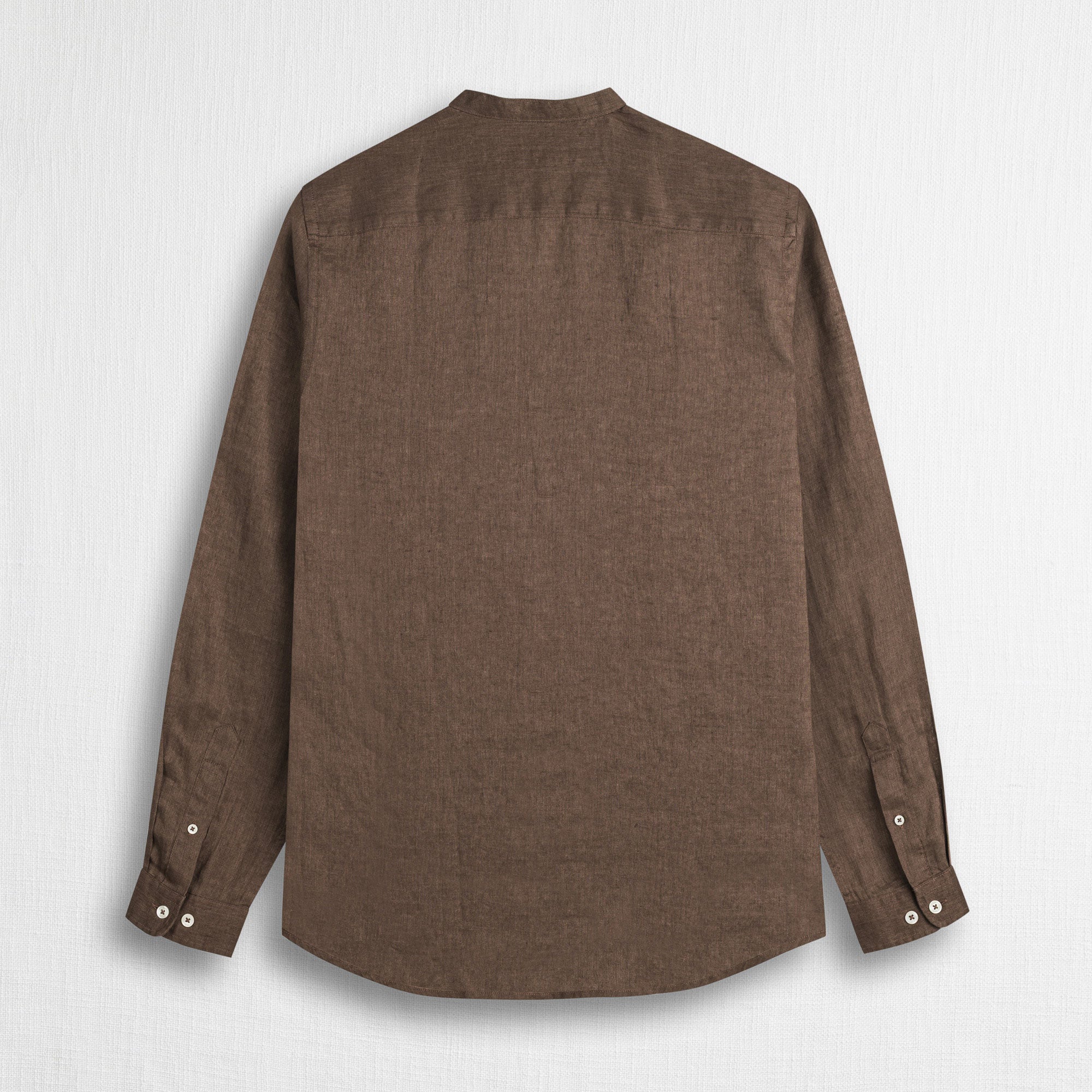 Camicia 100% lino serafino con collo coreana - Milk Chocolate