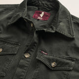 Giacca Overshirt in Gabardina di Cotone dettaglio colletto - Olive Night