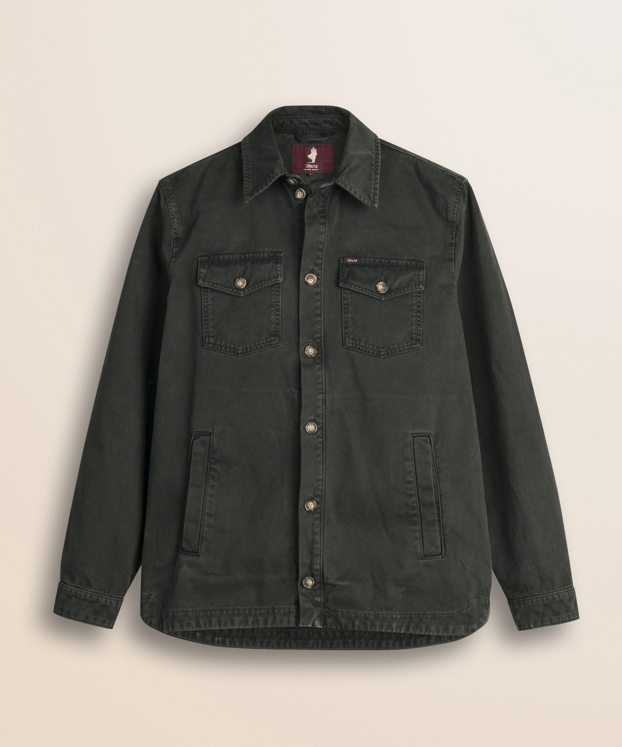 Giacca Overshirt in Gabardina di Cotone fronte - Olive Night