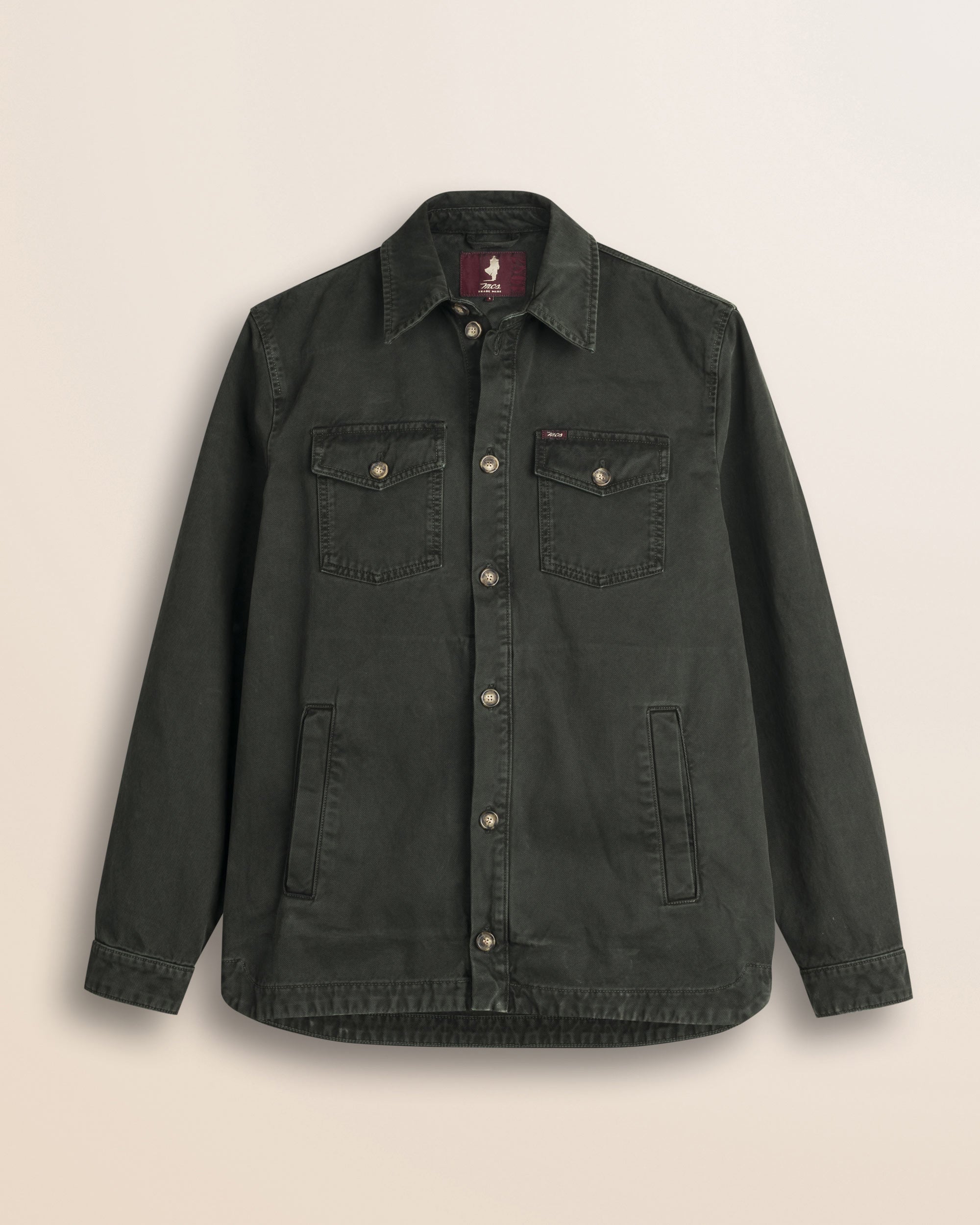 Giacca Overshirt in Gabardina di Cotone fronte - Olive Night