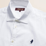 Camicia in Popeline Stretch Slim Fit dettaglio colletto - White