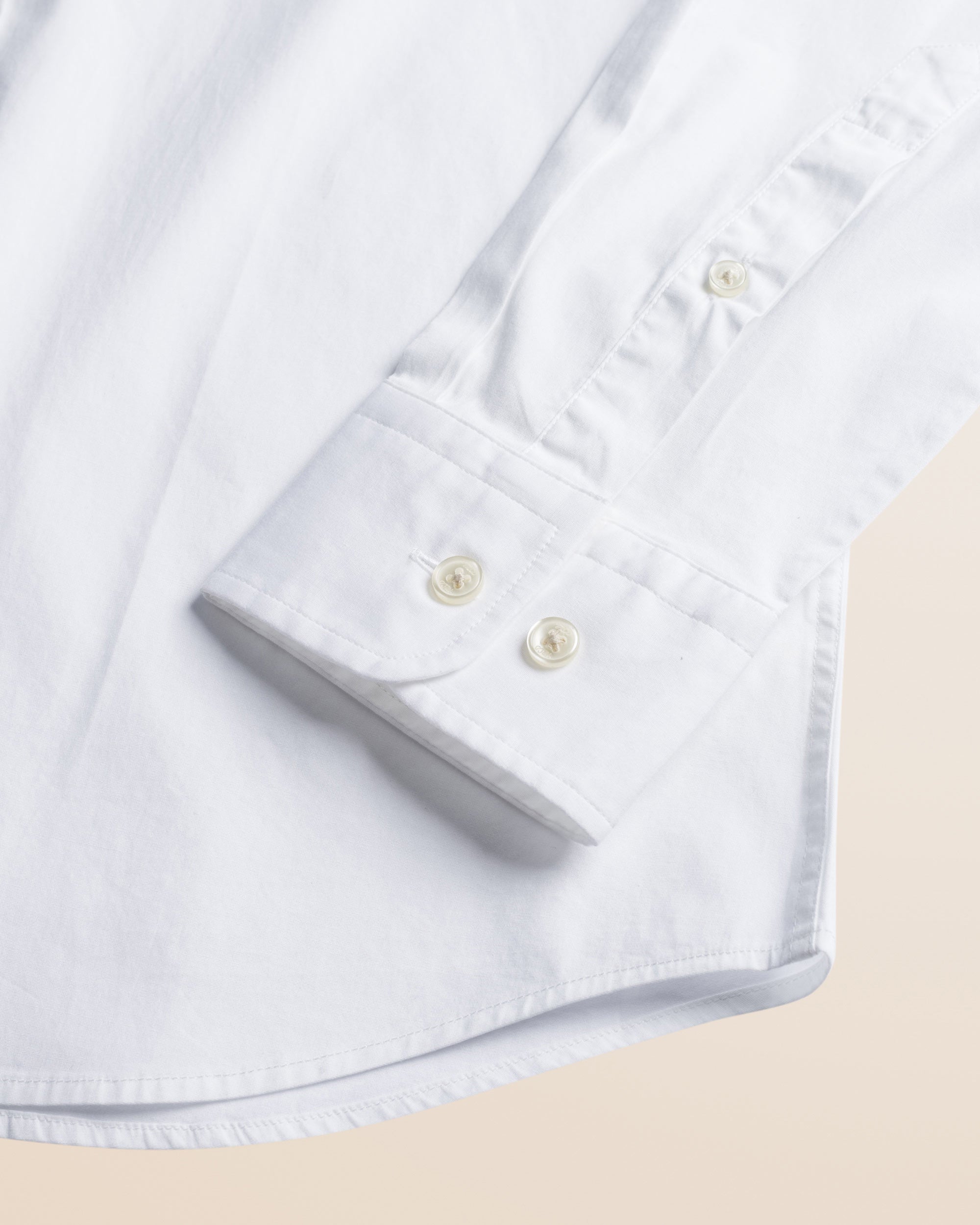 Camicia in Popeline Stretch Slim Fit dettaglio manica - White