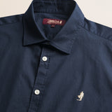 Camicia in Popeline Stretch Slim Fit dettaglio colletto - Navy Blue