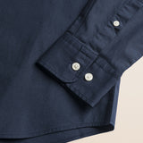 Camicia in Popeline Stretch Slim Fit dettaglio manica - Navy Blue