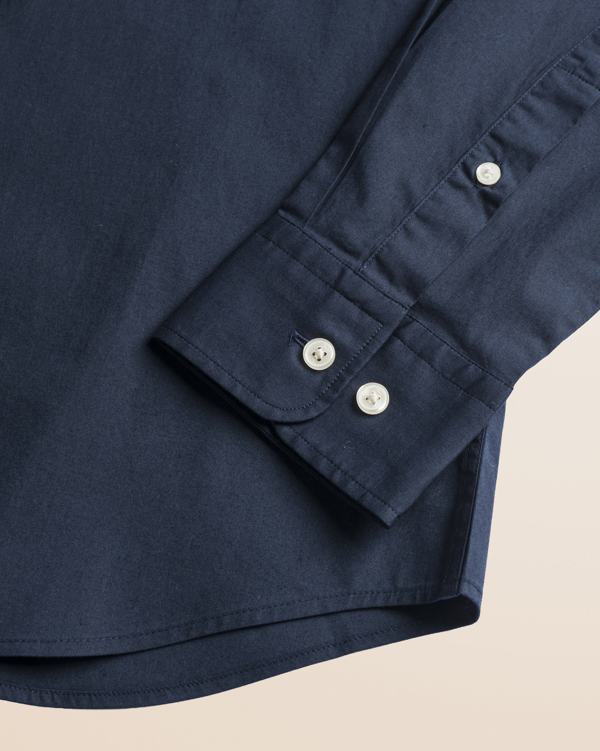 Camicia in Popeline Stretch Slim Fit dettaglio manica - Navy Blue