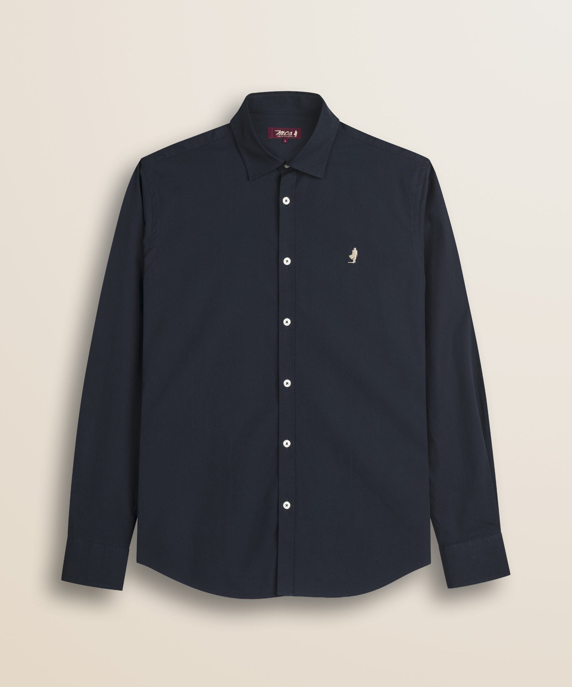 Camicia in Popeline Stretch Slim Fit fronte - Navy Blue