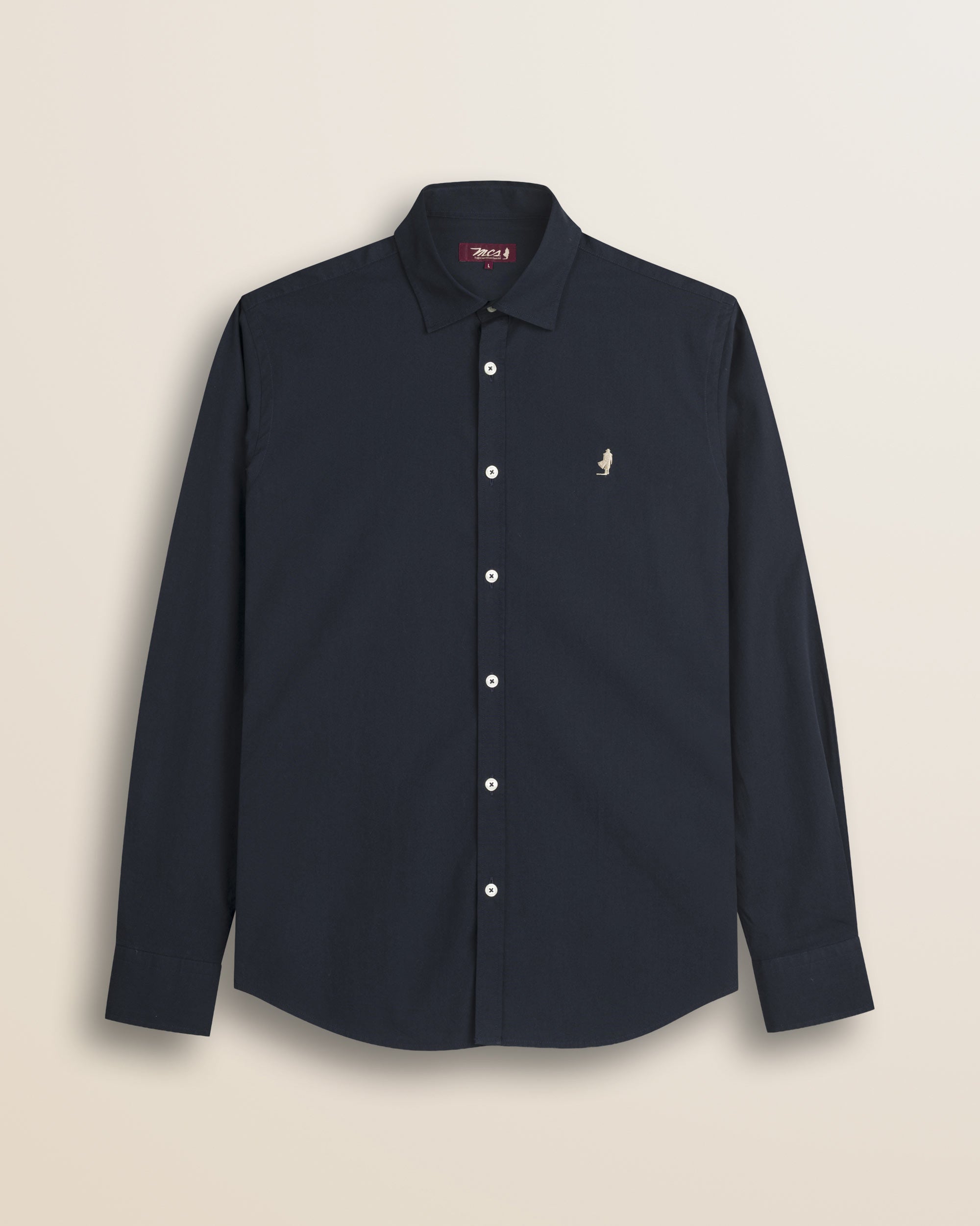 Camicia in Popeline Stretch Slim Fit fronte - Navy Blue