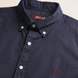 Camicia in Gabardina di Cotone Tinta in Capo dettaglio colletto - Navy Blue