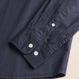 Camicia in Gabardina di Cotone Tinta in Capo dettaglio manica - Navy Blue