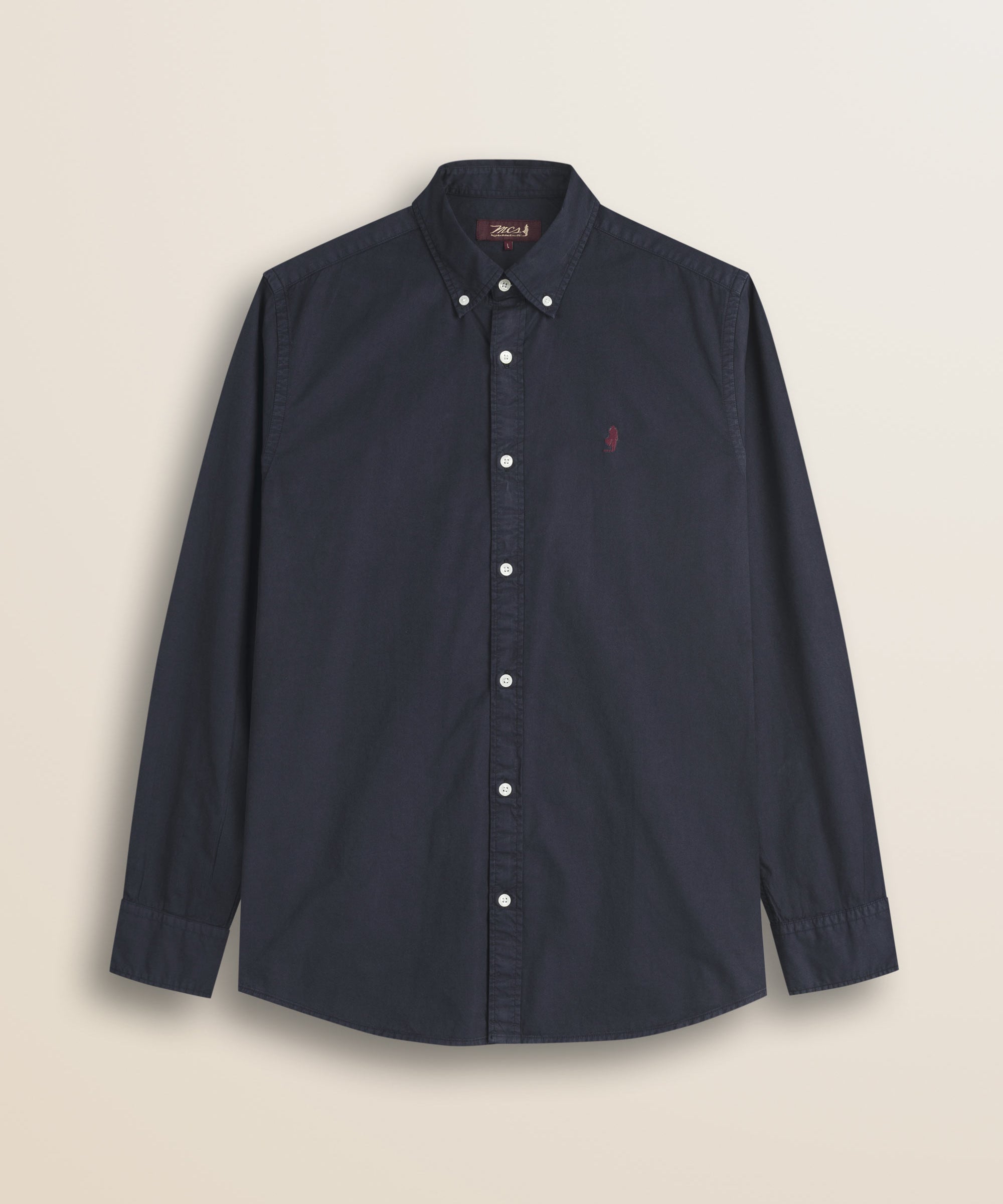 Camicia in Gabardina di Cotone Tinta in Capo fronte - Navy Blue
